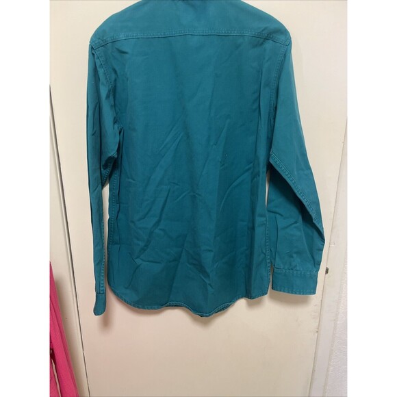 Vintage Patagonia Heavy Cotton Button Front Shirt size L Teal Long Sleeve Work - Picture 6 of 7